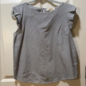 Striped Ruffle Sleeve Blouse